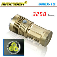 Maxtoch SN6X-15 3 * Cree T6 3250 Lumen Potente antorcha grande de bronce